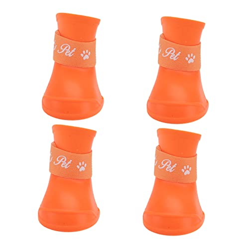 CIYODO wasserdichte Gummistiefel für Hunde rutschfeste Regen und Schneestiefel für Kleine Haustiere Orange für Welpen und Hunde von CIYODO