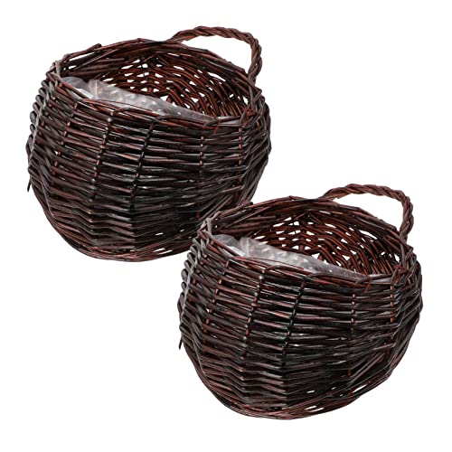 CIYODO Hängende Pflanzkörbe Aus Rattan Wanddekorative Blumentöpfe Für Zuhause Und Garten Dunkelbraun Durchmesser Ideal Für Zimmerpflanzen Und Kräuter von CIYODO