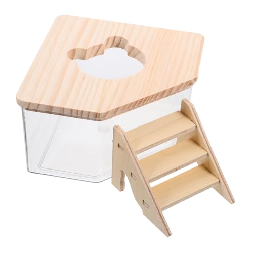 CIYODO Meerschweinchen Spielzeug Hamster Sandbad Box Mit Rampe Transparenter Sandkasten Für Hamster Und Gerbils 2 Teiliges Set Fünfeckig Mit Deckel Ideales Badezimmer Für Kleine Haustiere von CIYODO