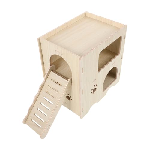 CIYODO Hamsterhütte aus Massivholz Hamsterkäfig Spielzeug für Frettchen Plattform für Rattenspielplätze Hamster Spielzeug Hamster zubehör Haustier Hamsternest aus Holz Heimtierbedarf von CIYODO