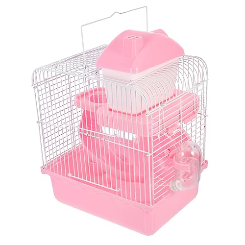 CIYODO Hamsterkäfig Rattennest Meerschweinchen Schloss Cool Tragbares Haustierhaus Haustierzubehör Doppelschichtiger Rattenkäfig Hamsterzubehör Rosa Eisen Glattes Haar Chinchillakäfig von CIYODO