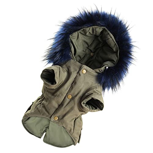 CIYODO Haustier-Baumwollkleidung Hamsterkäfige Welpenkleidung Hund Wintermantel Warmer Hund Welpe Warmer Hoodie Hoodies Übergroß Baumwollkleidung Für Hunde Army Green Reine Baumwolle von CIYODO