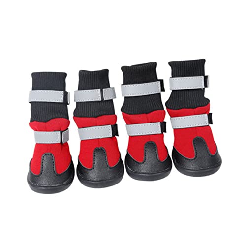 CIYODO Schneestiefel für Hunde wasserdichte Regenstiefeletten Hundeschuhe mit Rutschfester Sohle Rot Größe M schützende Wanderschuhe für Pfoten von CIYODO