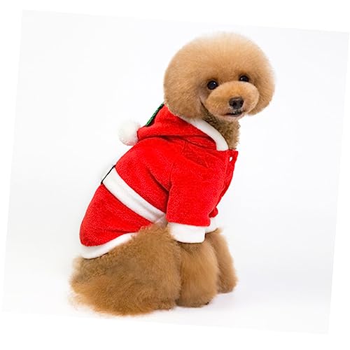 CIYODO Hundekleidung Hunde-Fleece-Weste-Hoodie Welpenmantel Winter Haustier Hund Weihnachtshundekleid Weihnachtsoutfit Für Hunde Welpen-Outfits Hemden Rot Verwandlungs-Outfit -Hund von CIYODO