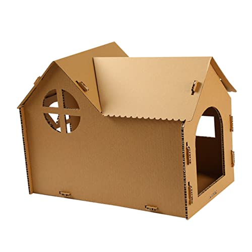 CIYODO Katzenhaus Katze Kratzt Kätzchen-spielspielzeug Katze Polsterbett Krallenschleifspielzeug Für Katzen Kätzchen Spielzeug Katzennest Katzenkratzlounge Wellpapier Light Brown von CIYODO