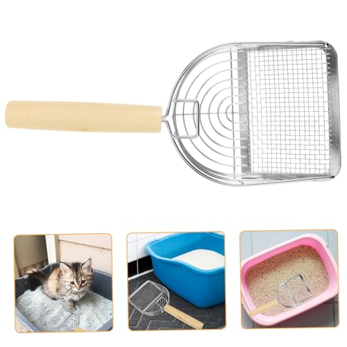 CIYODO Katzenstreuschaufel Edelstahl Katzenstreu Schaufel Mit Holzgriff Praktischer Katzenstreu Öffel Für Die Reinigung Der Katzentoilette Litter Box Scoop Mit Halter Für Einfache Handhabung Und von CIYODO