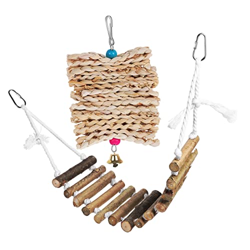 CIYODO Kauspielzeug für Vögel knete Spielzeug chew Toy The Birdcage Birds birdm Hängebrücke für Vogelkäfig Vogel Hängebrücke Spielzeug Zubehör für Vogelkäfige Seilbrücke für Käfig hölzern von CIYODO