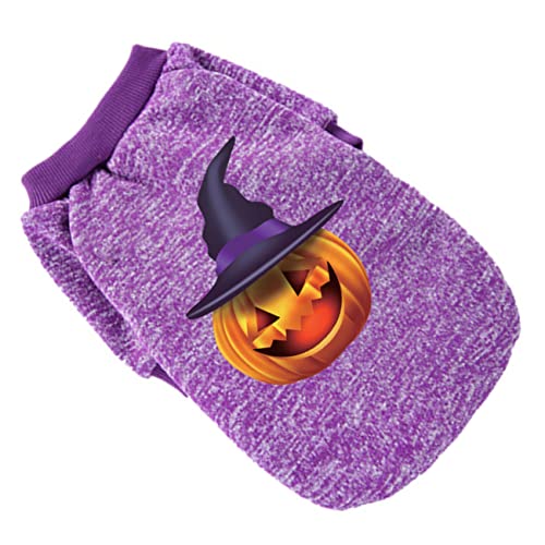 CIYODO Kleidung für Haustiere Kostüme Haustierzubehör Outfitt Halloweenkostüm Kleider Kürbiskostüm für Haustiere Haustier-Outfit warm halten Kapuzenpullover Mantel Reine Baumwolle Violett von CIYODO