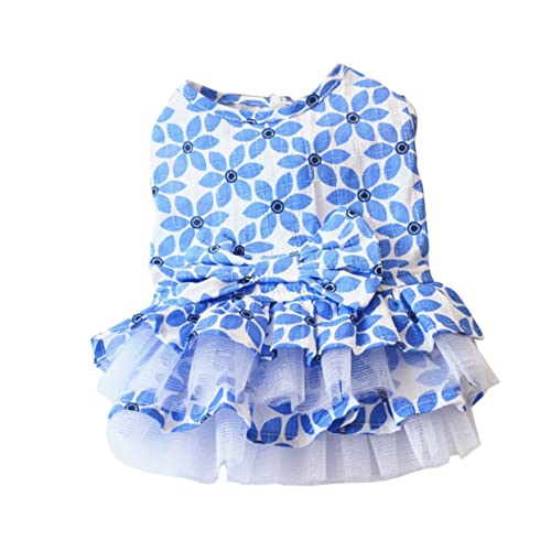 CIYODO Partykleidung Für Haustiere Welpen Katze-Tutu-Kleid Hündchenkleid Party-hunderock Hund Prinzessin Kleider Welpenhalsband Kleine Hundekleidung Haustierkleidung Sky-Blue von CIYODO