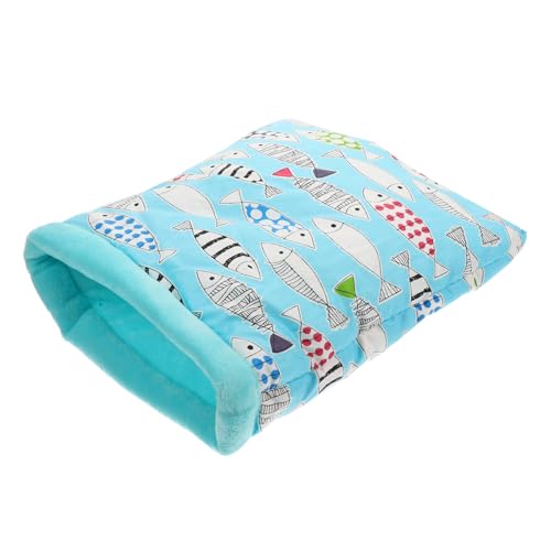 CIYODO Kuscheliges Schlafsack Für Kleintiere Wärmender Hamster Und Meerschweinchen Bett Aus Ideal Für Wintermonate Blauer Schlafsack Mit Fischdesign Für Kleine Haustiere von CIYODO