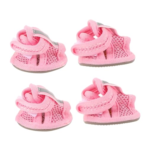 CIYODO Sommer Atmungsaktive Hundeschuhe Mit Anti Rutsch Sohle Netzsandalen Für Haustiere Pink Größe 2 Idealer Pfotenschutz Und Praktische Hundezubehör von CIYODO