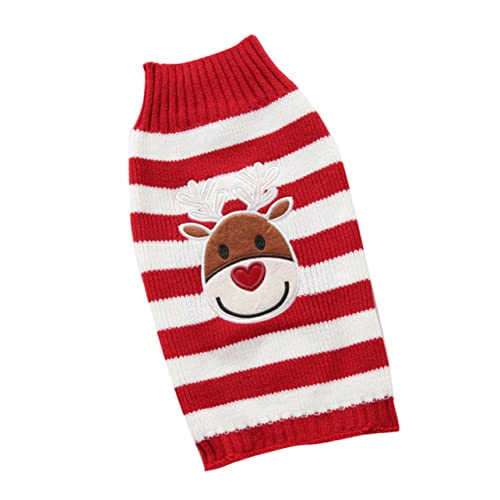 CIYODO Festliche Haustierkleidung Weihnachten Haustier Pullover Rollkragen Elch Streifen Muster Hund Wintermantel von CIYODO