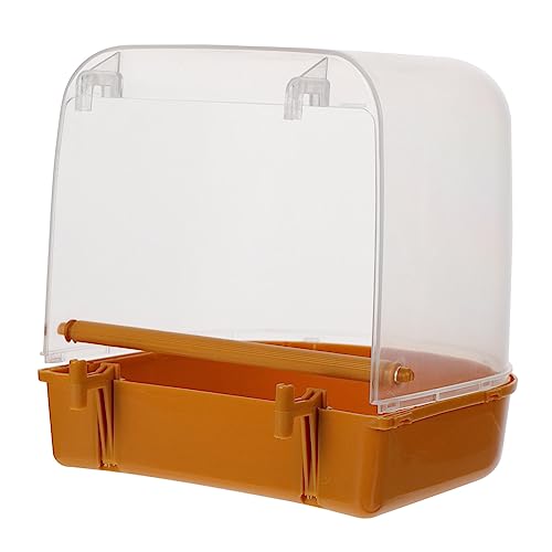 CIYODO papagei badewanne vogeltränke vogelbad vogelbäder Haustier-Vogel-Badewanne Papageienzubehör Wasserhahn Hase Sittich Duschwanne Badewanne für Haustiere PVC-Material Orange von CIYODO