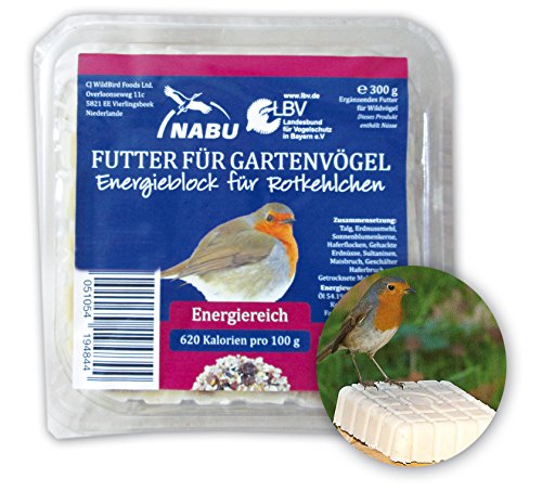 CJ Wildlife 103540715 Energieblock für Rotkelchen und andere Wildvögel "mit Mehlwürmer" 300 g - empfohlen vom NABU und dem LBV von CJ Wildlife