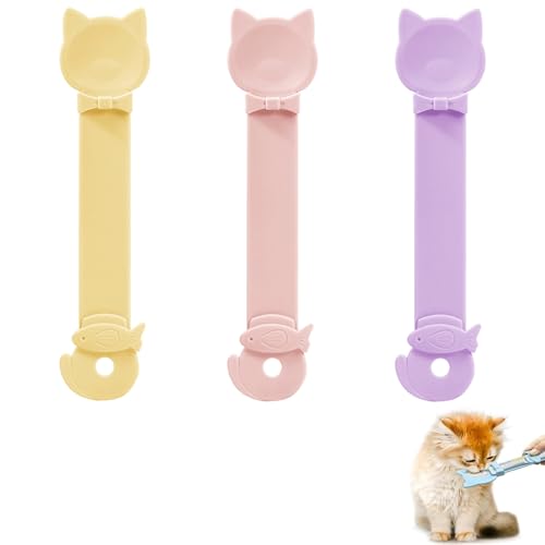 CJKDXDH 3 Stück Katzenstreifen-Futterschaufel, niedliche Katzenfutter-Schaufel, verschiebbare Haustier-Snack-Quetsch-Schaufel, leckbarer Spender für Nassfutter und Püree (Gelb Rosa Lila) CJKDXDH 3 Stück Katzenstreifen-Futterschaufel, niedliche Katzenfutter-Schaufel, verschiebbare Haustier-Snack-Quetsch-Schaufel, leckbarer Spender für Nassfutter und Püree (Gelb Rosa Lila) von CJKDXDH