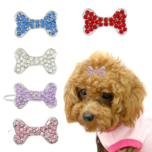 CJKDXDH Bling Pet Bows Haarspangen Pins Kleine Hunde Haarspange Tiara Strass Hund Haar Schleife Haustier Fellpflege Haarschmuck für Welpen Katze 5 Stück von CJKDXDH