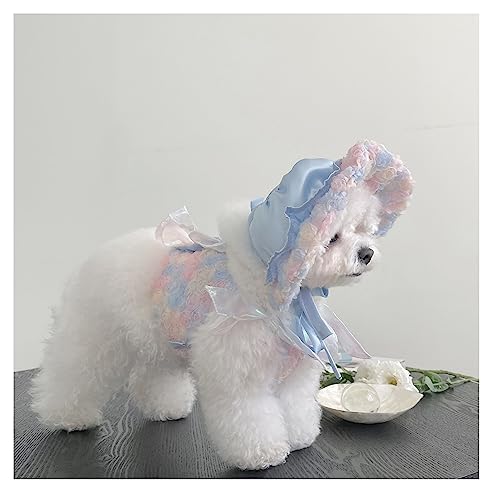 Flower Dog Clothes Colorful Dog Dress Puppy Dresses for Girl Small Dogs Pet Cute Neckholder Bowknot Tutu Dress Pearl Dog Dress Cute Bling Dog Dress Cat Dress with Dog Flower Hat Fpr Small Dog XS von CJKDXDH