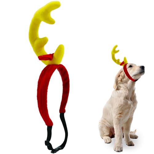 Geweih Stirnband Hund Weihnachtskostüm Hund Halloween Kostüm Weihnachten Hundekostüm für kleine mittelgroße Hunde Zubehör mit verstellbarem Gummiband Halloween Party Haustier Kostüm von CJKDXDH