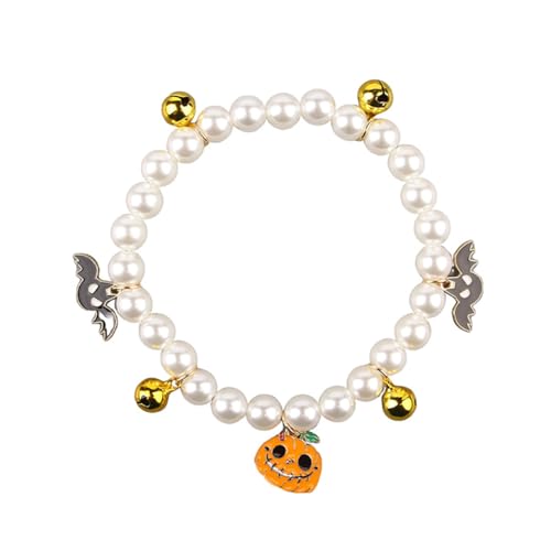 Halsband für Hunde und Katzen, mit Perlen, niedliches Katzenhalsband, Katzen-Halskette, Schmuck für kleine Hunde, ausgefallenes Perlenhalsband, Katzenhalsband, Schmuck, Halloween-Party von CJKDXDH