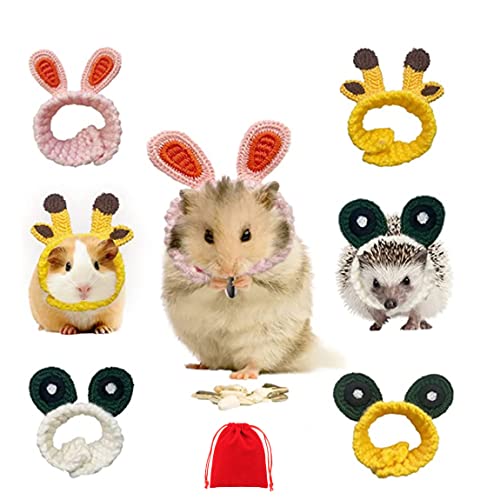 Hamsterhut, Meerschweinchen, Kleidung, Mini-Zylinder, niedlich, handgestrickt, mit Knöpfen für Schlangen, Frosch, kleine Tiere, Kostüm-Zubehör, Foto-Requisiten, 4 Stück von CJKDXDH