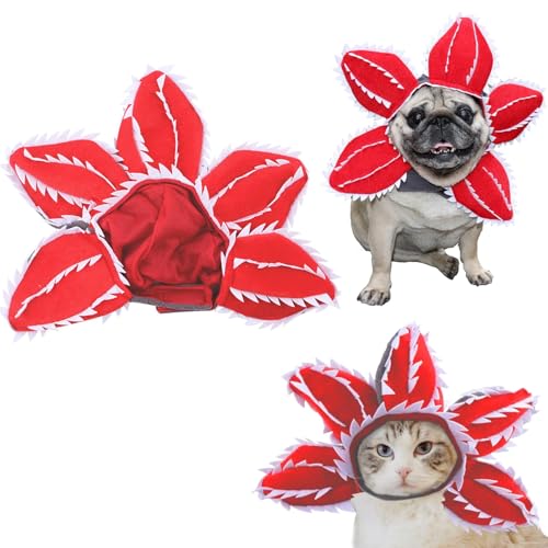 Haustier-Dämonenhut-Kostüm, gruseliges Halloween-Hunde-Stirnband, Hundekostüm, gruseliges Blumen-Design, Hut für Katze und Hund, niedliches Halloween-Haustier-Kostüm, Outfits für große Hunde von CJKDXDH