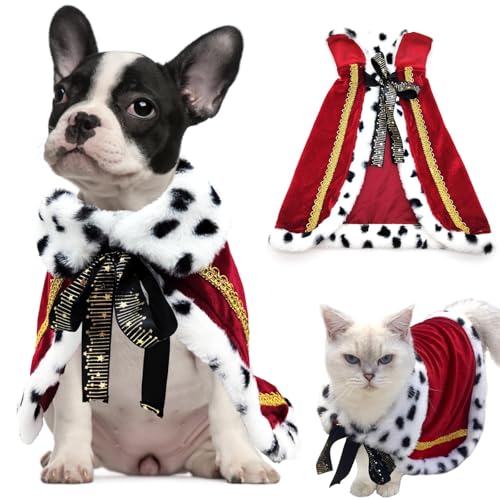 Haustierumhang König Hund Umhang Robe Niedlich Halloween Weihnachten Katze Kostüm Königin Kleidung Haustier Serial Lux Fell Rot Katze Hund Umhang für Halloween Kostüme König Königin Prinz und von CJKDXDH