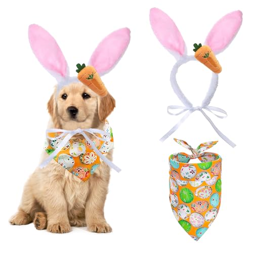 Hunde-Bandana, Hasenohren, Stirnband, Eier-Bandana, Haustier-Kostüm, Ostern, Halloween, Party-Zubehör, Frühlingsschals, Kopfbedeckung für kleine, mittelgroße Hunde und Katzen, lustiges Kostüm-Set Hunde-Bandana, Hasenohren, Stirnband, Eier-Bandana, Haustier-Kostüm, Ostern, Halloween, Party-Zubehör, Frühlingsschals, Kopfbedeckung für kleine, mittelgroße Hunde und Katzen, lustiges Kostüm-Set von CJKDXDH