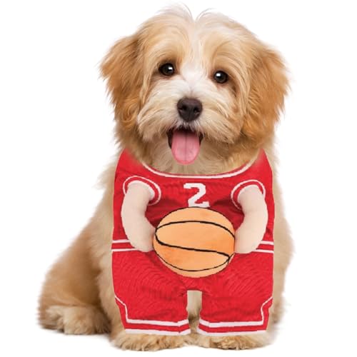 Hunde-Basketball-Kostüm mit Ball, Basketball-Hundekostüm, Basketballspieler-Kostüm, Hunde-Basketballkostüm, Haustier-Halloween-Kostüme für Hunde und Katzen, verstellbare Träger von CJKDXDH