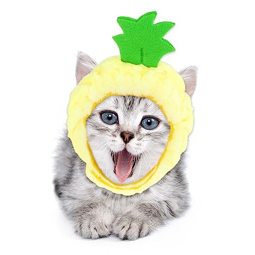 Katze Ananas Hut Katze Hüte Katze Weihnachtskostüm Obstförmiger Hut Katze Cosplay Kostüm für Katzen und Kleine Hunde Kätzchen Welpen Party Kostüm Zubehör Kopfbedeckung von CJKDXDH