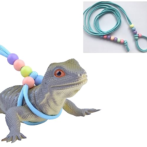 Luminous Lizard Leash Bearded Dragon Lizard Leash Harness Adjustable Reptile Training Lead Harness Leash Reptile Lizard Leash for Amphibien and Other Small Pet Animals Blue von CJKDXDH