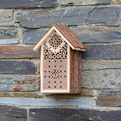 CKB LTD Kleines Insektenhotel aus natürlicher Holzrinde, für Bienen, Marienkäfer, Haus, Holz, Außenunterschlupf, Gartennest, Garten, Haus, Outdoor-Lebensraum, klein, 16 x 9 x 23 cm von CKB LTD