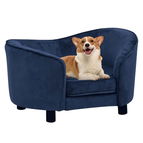 CLALER Hundesofa 69x49x40 cm Plüsch Hundecouch Hundebett Haustiersofa hundesofa für kleine Hunde und mittlere Hunde, Blau von CLALER