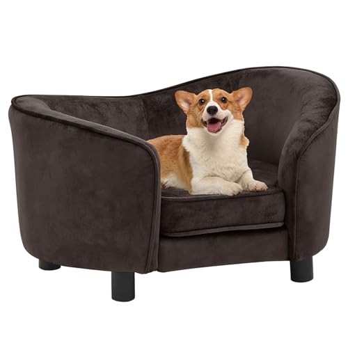 CLALER Hundesofa 69x49x40 cm Plüsch Hundecouch Hundebett Haustiersofa hundesofa für kleine Hunde und mittlere Hunde, Braun von CLALER