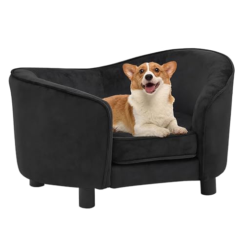 CLALER Hundesofa 69x49x40 cm Plüsch Hundecouch Hundebett Haustiersofa hundesofa für kleine Hunde und mittlere Hunde, Schwarz von CLALER