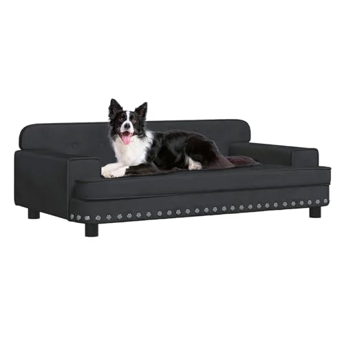 CLALER Hundesofa 90x53x30 cm Plüsch Hundecouch Hundebett Haustiersofa hundesofa für kleine Hunde und mittlere Hunde,Schwarz von CLALER