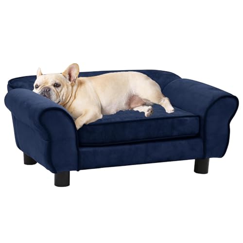 CLALER Hundesofa Blau 72x45x30cm Plüsch Hundecouch Hundebett Haustiersofa hundesofa für kleine Hunde und mittlere Hunde von CLALER