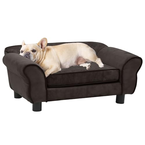 CLALER Hundesofa Braun 72x45x30cm Plüsch Hundecouch Hundebett Haustiersofa hundesofa für kleine Hunde und mittlere Hunde von CLALER