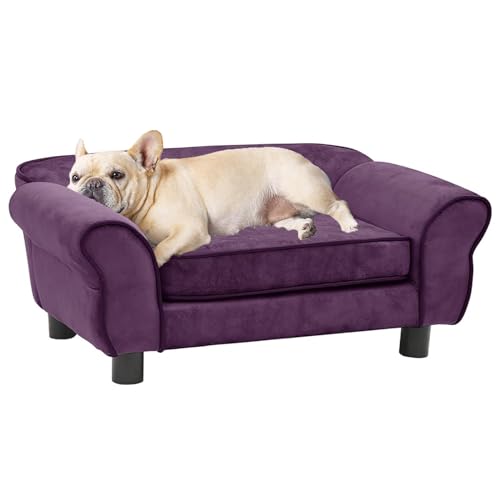 CLALER Hundesofa Burgunderrot 72x45x30cm Plüsch Hundecouch Hundebett Haustiersofa hundesofa für kleine Hunde und mittlere Hunde von CLALER