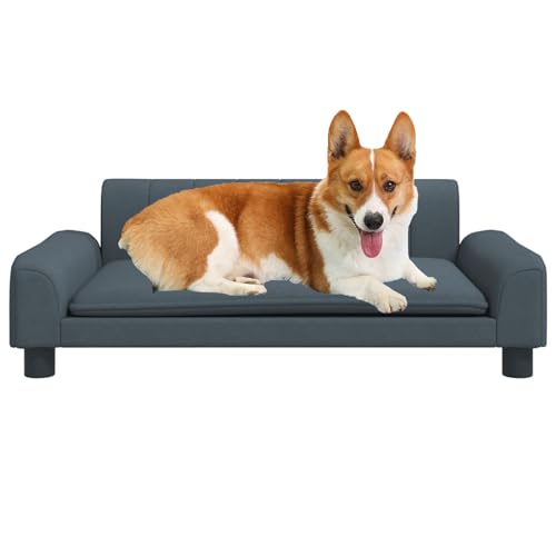 CLALER Hundesofa Dunkel grau 90 x 53 x 30 cm Plüsch Hundecouch Hundebett Haustiersofa hundesofa für kleine Hunde und mittlere Hunde von CLALER