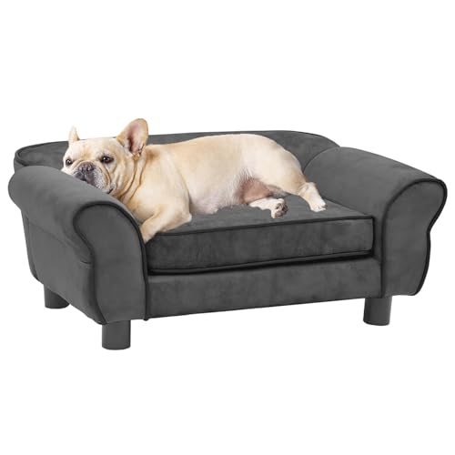 CLALER Hundesofa Dunkelgrau 72x45x30cm Plüsch Hundecouch Hundebett Haustiersofa hundesofa für kleine Hunde und mittlere Hunde von CLALER