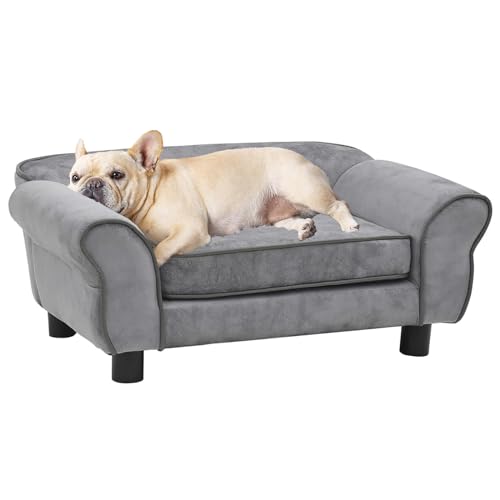 CLALER Hundesofa Grau 72x45x30cm Plüsch Hundecouch Hundebett Haustiersofa hundesofa für kleine Hunde und mittlere Hunde von CLALER