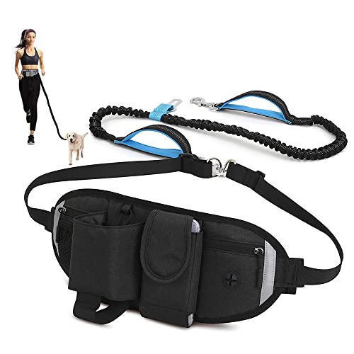 Clape Joggingleine Hunde mit Bauchgurt Handfreie Bungee Leash with Waist Bag Multifunctional Wasserdicht Hüfttasche Leine Hund für Laufen, Joggen, Wandern von CLAPE