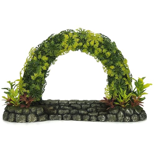 CLASSIC Großer Steinbogen mit Pflanzen Aquarium Ornament, handbemalt mit ungiftiger Farbe, 255 x 90 x 152 mm von CLASSIC