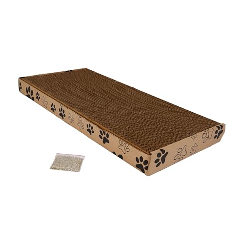 CLASSIC Kratzbox aus Karton mit Katzenminze - 45 x 24 x 4 cm | strapazierfähige, umweltfreundliche Kratzfläche für Katzen jeden Alters von CLASSIC