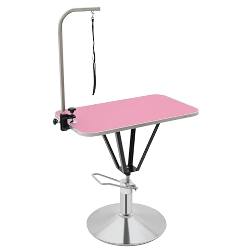 CLEADONG Großer Schertisch für Hund und Katze, Klappbar Schertisch Hundepflegetisch Höhenverstellbar, Groomer Tisch Pflegetisch für Tiere (pink) von CLEADONG