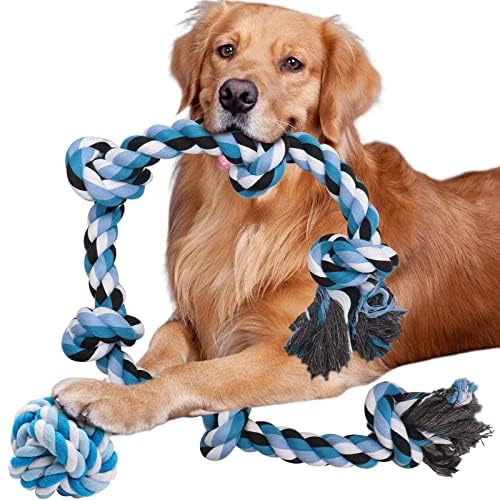 CLFQERCL 106 cm robustes Hundespielzeug für aggressive Kauer, Kauspielzeug-Set, 106 cm, 6 Knoten, Seilspielzeug – unzerstörbares Spielzeug für aggressive Kauer und große Hunderassen von CLFQERCL