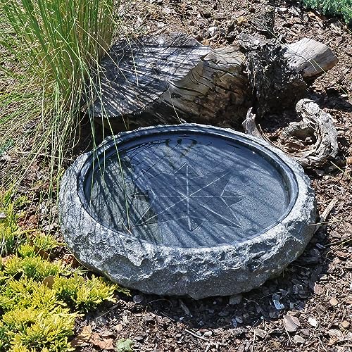 Granit Vogeltränke Windrose Ø 35cm Vogelbad Insektentränke Stein Garten Winterfest frostsicher Wasserschale Vögel von CLGarden