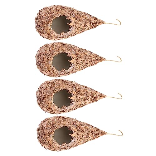 CLISPEED 4 Stück Hängendes Vogelhaus aus Teardrop Form Handgewebtes Gras Naturstil für Kanarienvögel Papageien und Andere Kleine Vögel für Garten und Terrassendekoration CLISPEED 4 Stück Hängendes Vogelhaus aus Teardrop Form Handgewebtes Gras Naturstil für Kanarienvögel Papageien und Andere Kleine Vögel für Garten und Terrassendekoration von CLISPEED