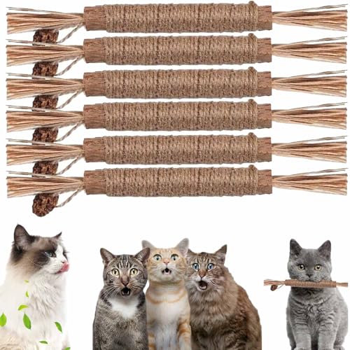 CLOUDEMO Nunapets Cat Chew Toy, 6Pcs Nunapets Natural Stick Cat Chew Toy, Cat Nips Cat Lick Toy, Cat Teeth Cleaning Sticks (A-6pcs) von CLOUDEMO