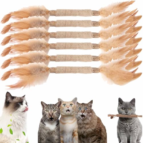 CLOUDEMO Nunapets Cat Chew Toy, 6Pcs Nunapets Natural Stick Cat Chew Toy, Cat Nips Cat Lick Toy, Cat Teeth Cleaning Sticks (C-6pcs) von CLOUDEMO